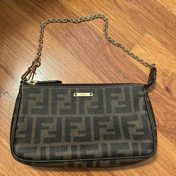 Authentic Fendi Chain Pochette Zucca Coated Canvas - Picture 5 of 12